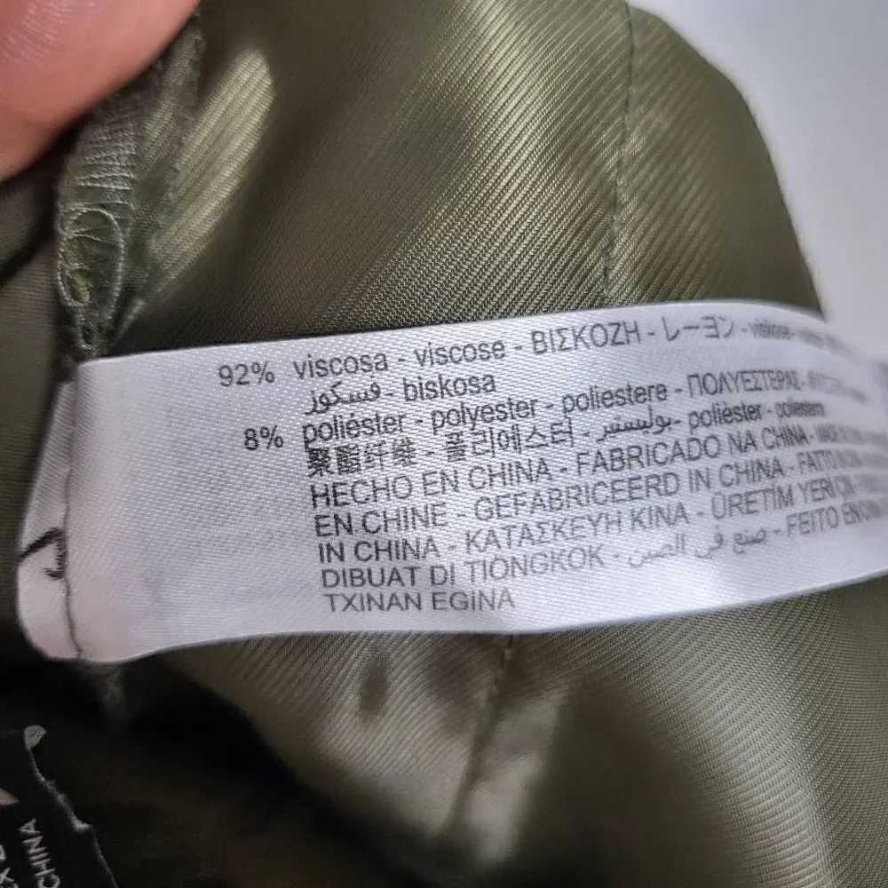 NEW Zara High Waist Olive Turn Up Hem Trousers Pants Size Small - Picture 9 of 9